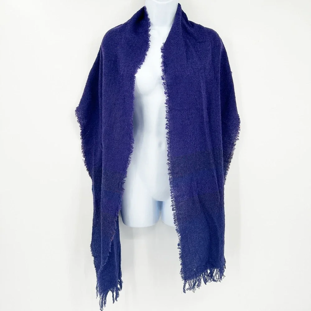 Kerry Woollen Mills Celtic Womens Purple Lambswool Blend Fringed Wrap Shawl OS